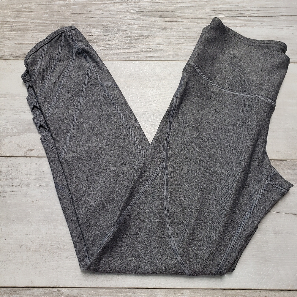 Under Armour Leggings Womens Size Small Gray Heatgear Cutout Crop Athleisure